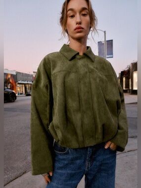 NWT Zara Suede Effect Bomber Jacket